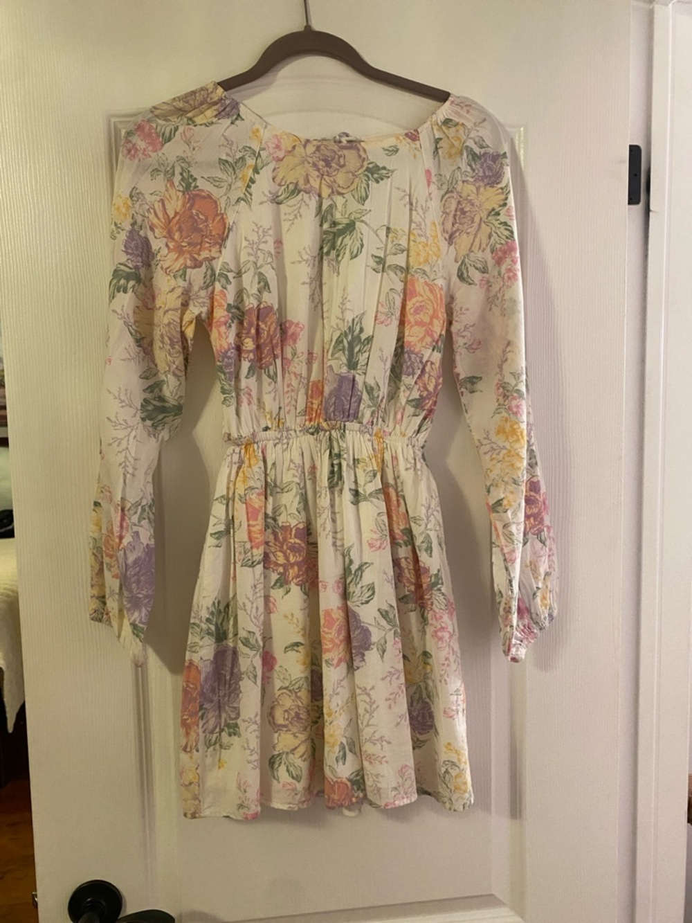 H&M open back short long sleeves floral pattern dress ladies size S